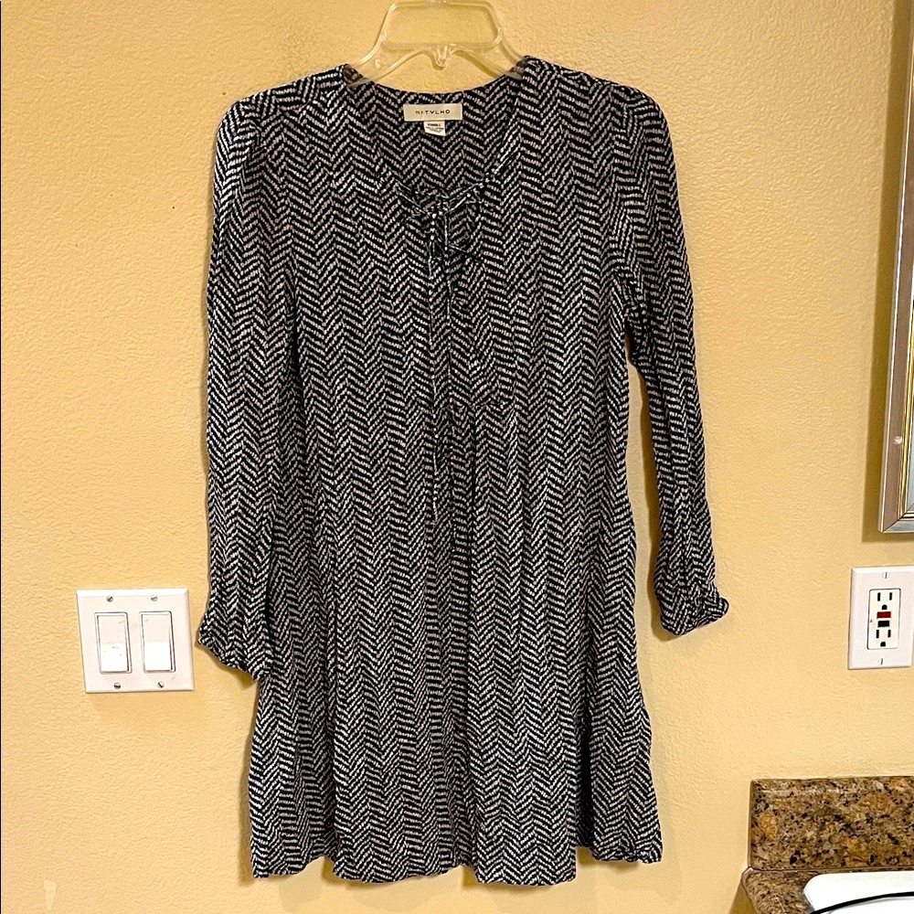Anthropologie Black and White Midi Dress